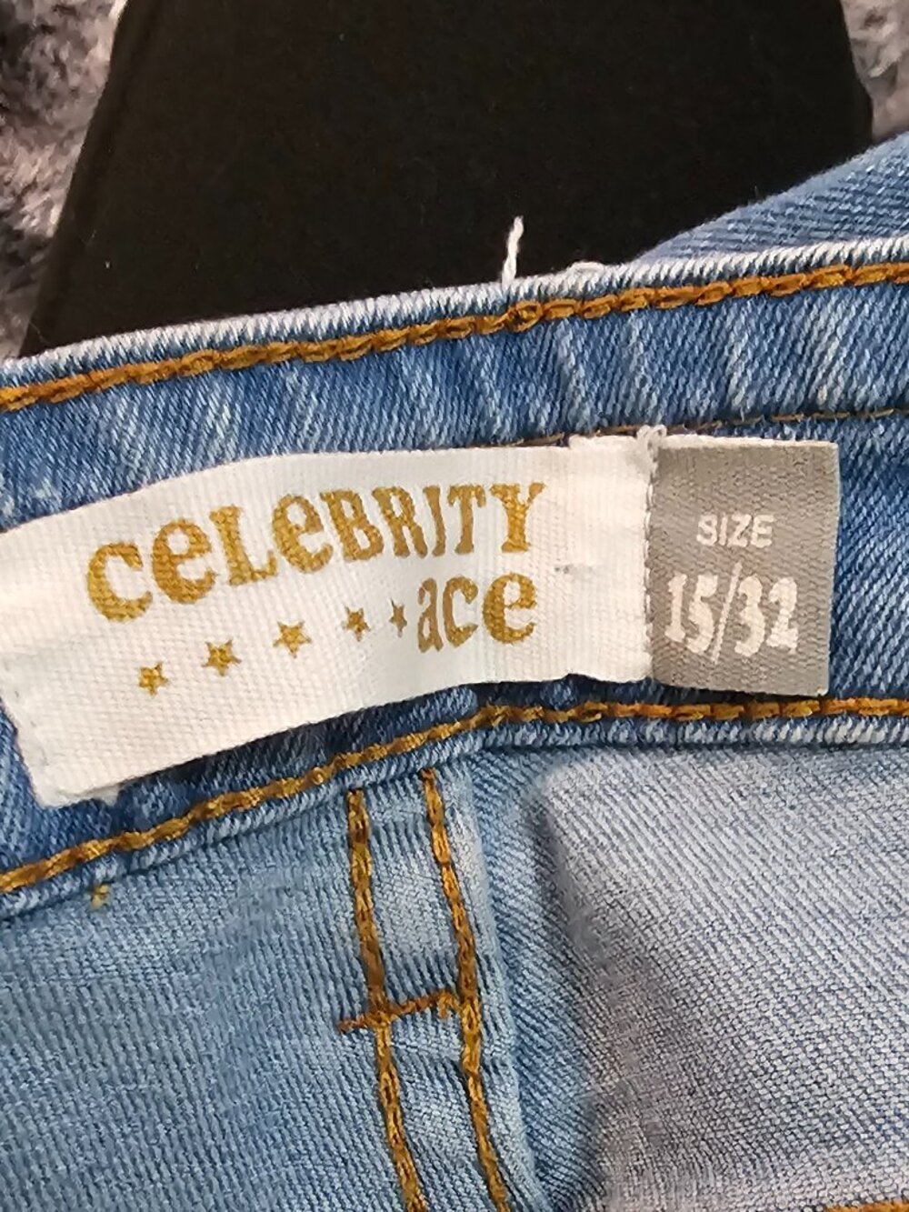 Celebrity Ace Distressed Leopard‑Patch Jeans – Size 15/32 - Picture 8 of 8